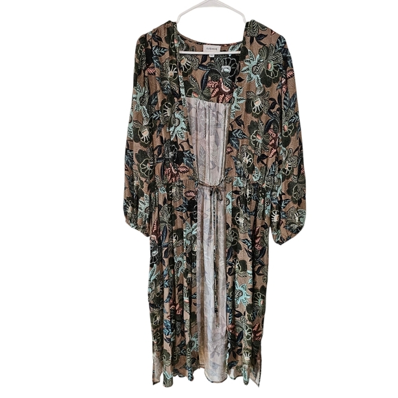 Evereve Mindy Kimono Floral Duster Maxi Tie Front Wrap Style - Picture 2 of 9